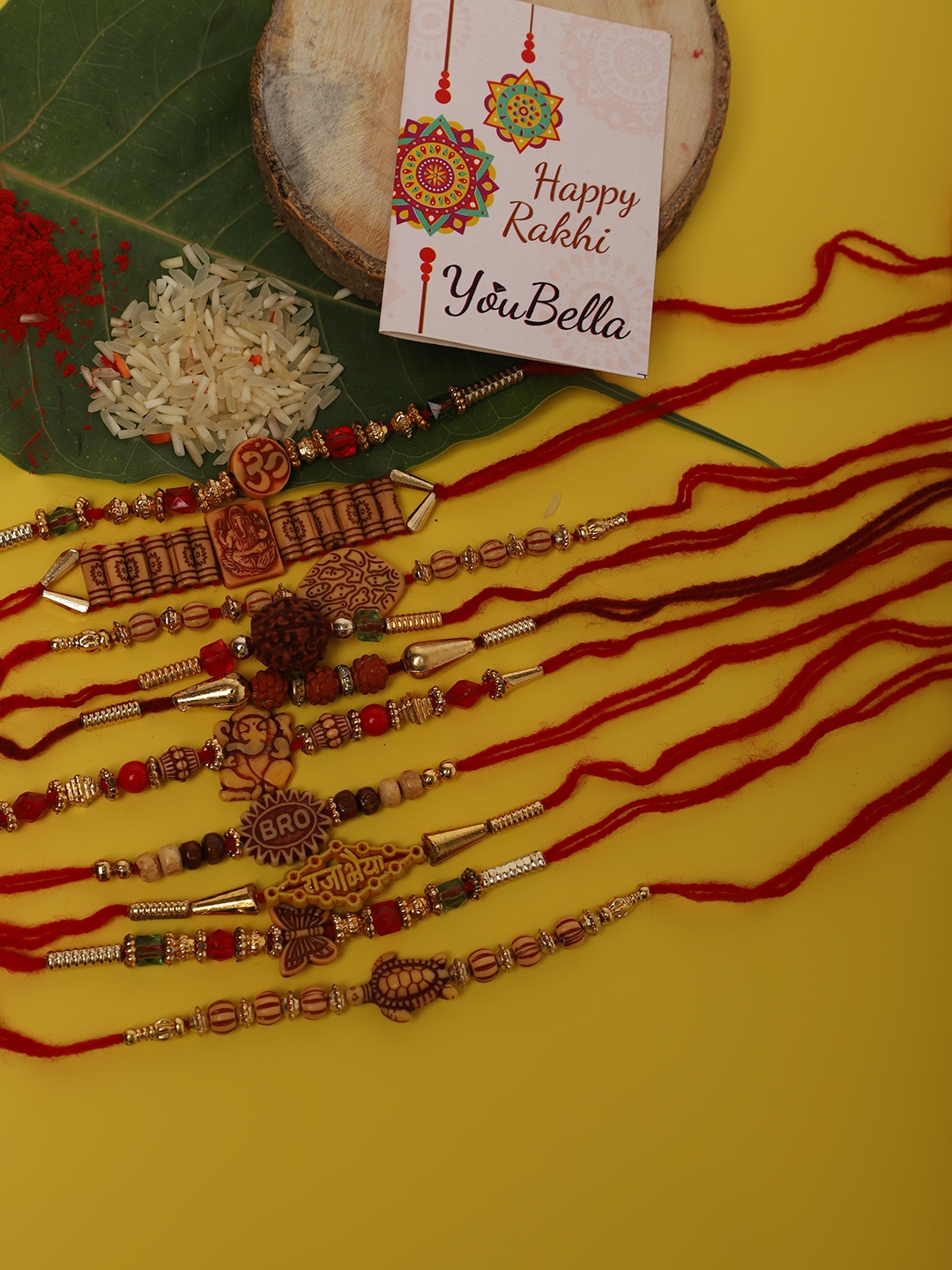 YouBella Designer Bracelet Rakhi and Greeting Card Combo Set for Brother Raksha Bandhan Gift for Brother